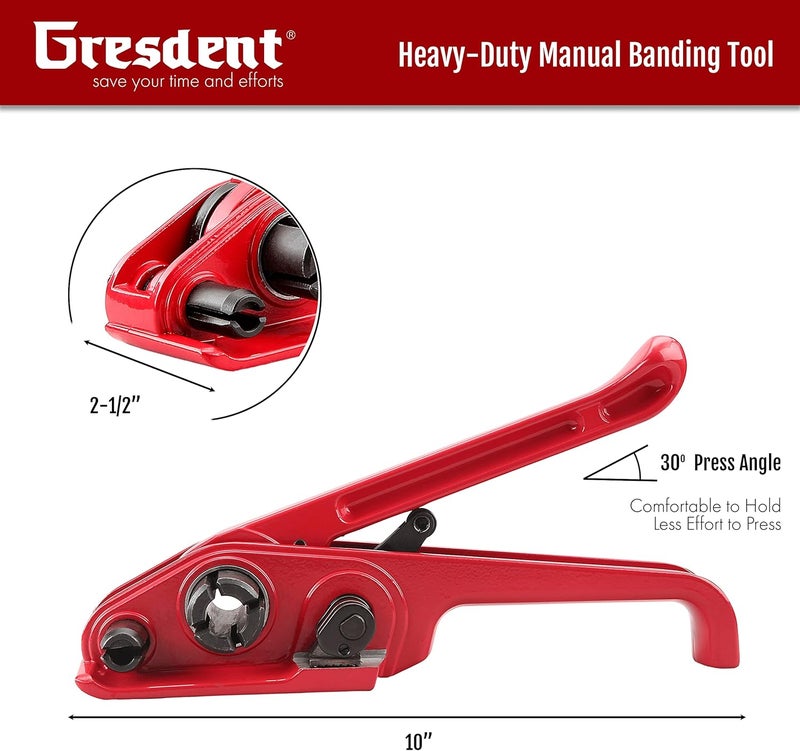 Gresdent Poly Strapping Tensioner & Cutter Manual Banding Tools Windlass for 1/2" -3/4" Width Polyester Polyproplyn Strap - Image 2